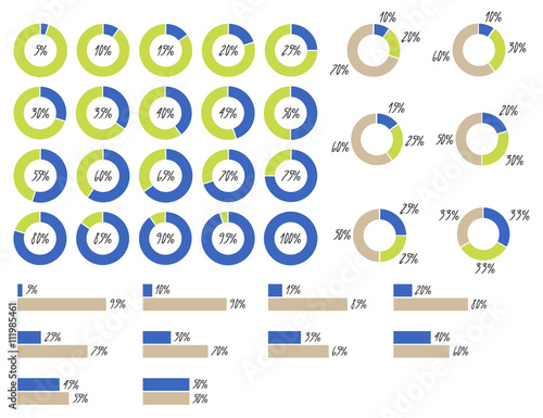 " vector infographics pie charts, graph charts 5, 10
