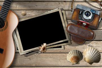 Guitar - Photos Frames - Camera and Seashells