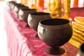 Monk's alms bowl at temple.