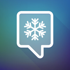 Long shadow tooltip icon on a gradient background  with a snow f