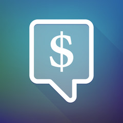 Long shadow tooltip icon on a gradient background  with a dollar