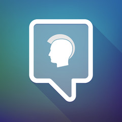 Long shadow tooltip icon on a gradient background  with  a male