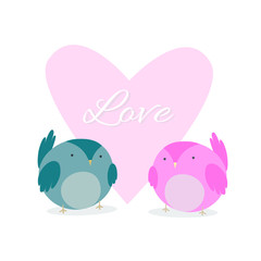 Card to Valentine's Day with hearts. Love Birds. Template design for wedding invitations, save the date card. Vector.
