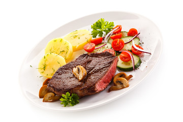 Grilled beef steak and vegetables