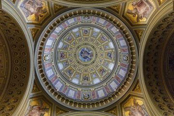 Painted dome of the Basilica of St. Stephen.Budapest