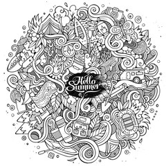 Cartoon hand-drawn doodles camp illustration