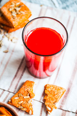 Lenten cookies on the basis of tomato juice with sunflower seeds