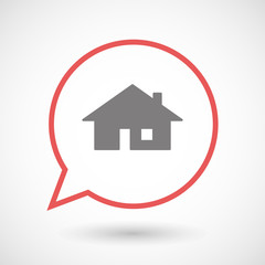 Isolated line art comic balloon with a house