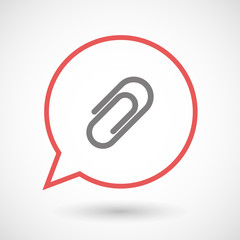 Isolated line art comic balloon with a clip