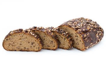 Rye bread isolated on white background.
