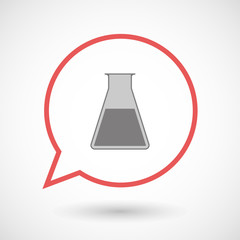 Isolated line art comic balloon with a flask