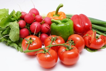 
Fresh organic vegetables on a white background