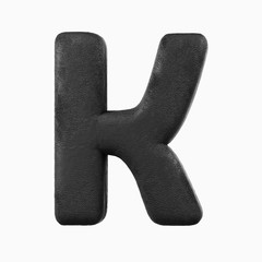 Plasticine Clay Font. K letter. 3d rendering isolated on white background