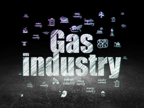 Manufacuring concept: Gas Industry in grunge dark room