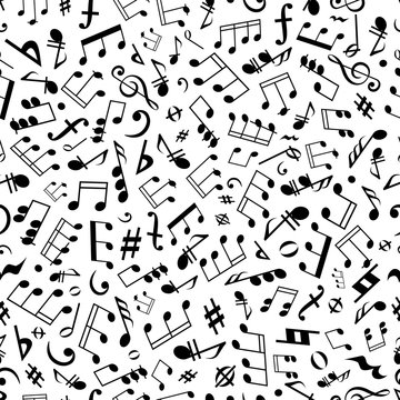 Seamless music notes and marks background pattern