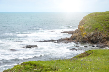 Seacoast with cliffs.