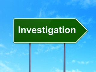 Science concept: Investigation on road sign background