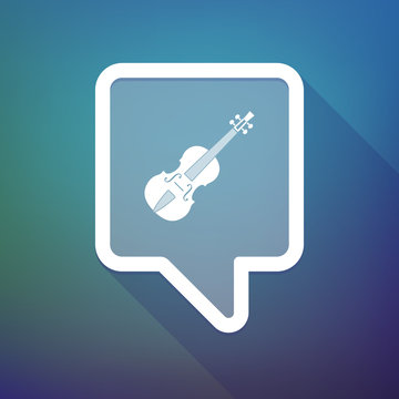 Long shadow tooltip icon on a gradient background  with  a violi