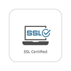 SSL Certified Protection Icon. Flat Design.