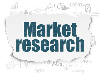 Fototapeta premium Advertising concept: Market Research on Torn Paper background