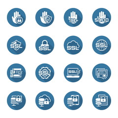 Flat Design Security and Protection Icons Set.