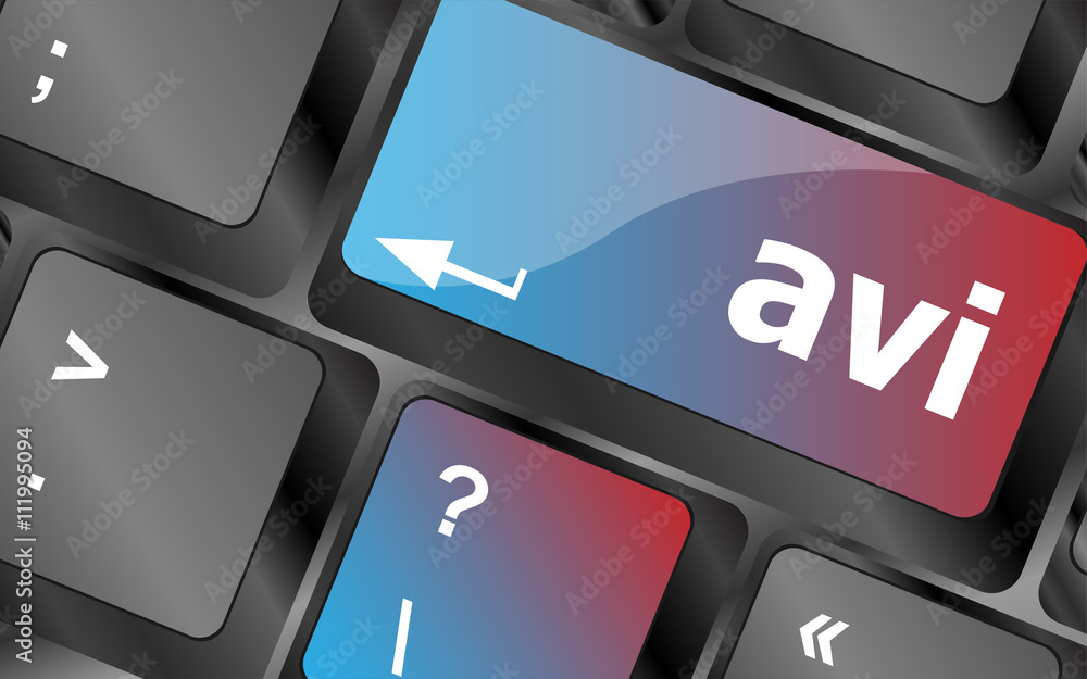 Poster closeup of avi key in a modern keyboard keys vector illustration vector keyboard key. keyboard butto