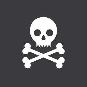 skull and crossbones icon on a black background