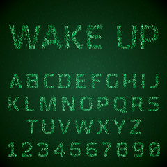 Vector font made of digital numbers. Virtual reallity concept.