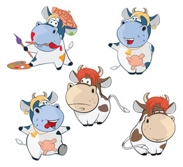 Set Cartoon Illustration. A Cute Cow for you Design. Cartoon Character