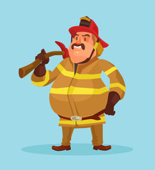 Firefighter in uniform. Vector flat cartoon illustration