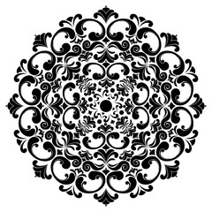 Mandala, decorative element with swirls for design of books, printed materials, invitation for a wedding or a celebration, for albums.