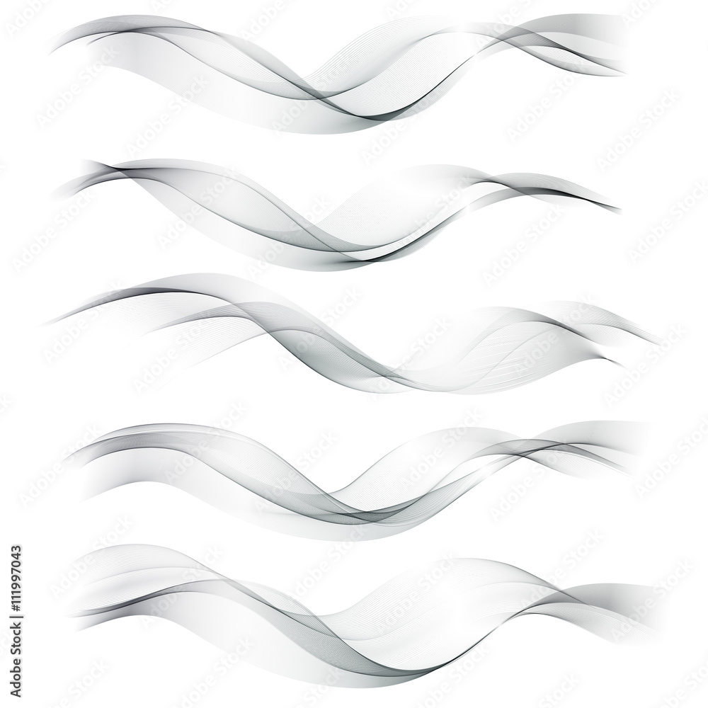 Aufkleber set abstract color wave. vector smoke lines.