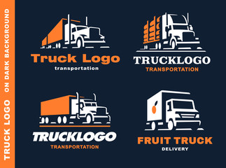Set of four logo with truck and trailer
