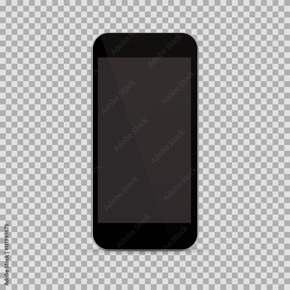 Poster realistic black smartphone in realistic style with blank screen on isolated background. vector illus