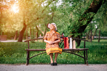 the grandmother comes back from shop with purchases