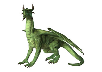 3D Rendering Fantasy Dragon on White
