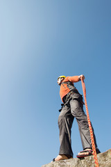 Jump off the cliff with a rope.