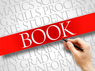 BOOK. Word education collage