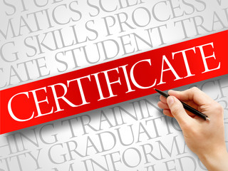 CERTIFICATE word cloud, education business concept