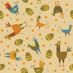 Tafelkleed Funny hen seamless background © Rada Covalenco