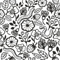Black and white seamless pattern for coloring.