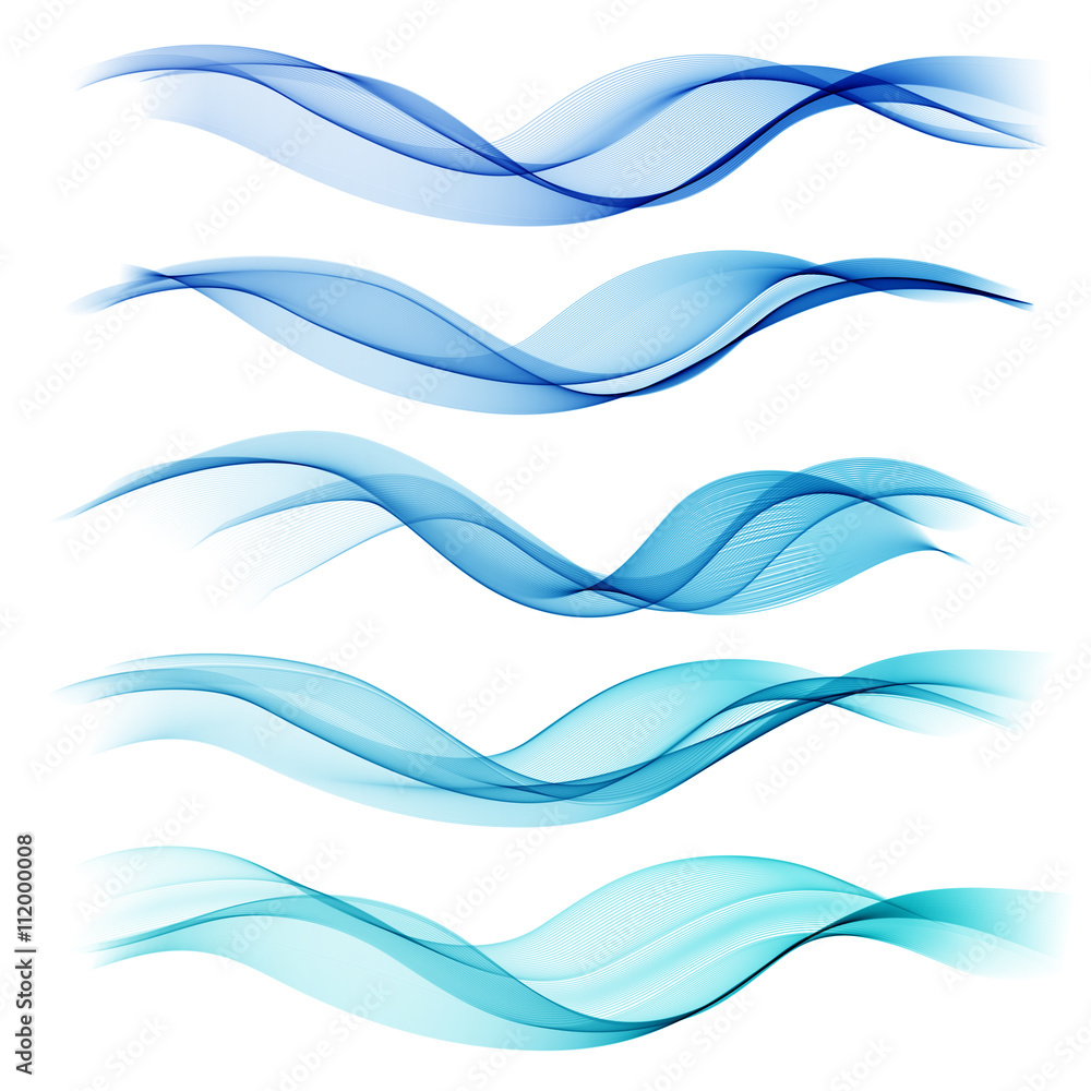 Poster set abstract color wave. vector smoke lines.