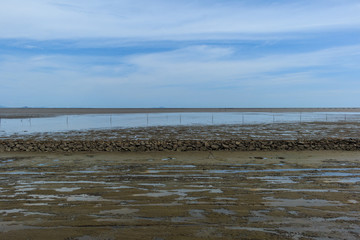 Maritime landscape at low tide water