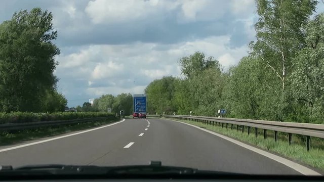 BERLIN, BERLIN/ GERMANY MAY 15 2016: exit of Motorway A10 towards Spandau B5, district of Berlin.