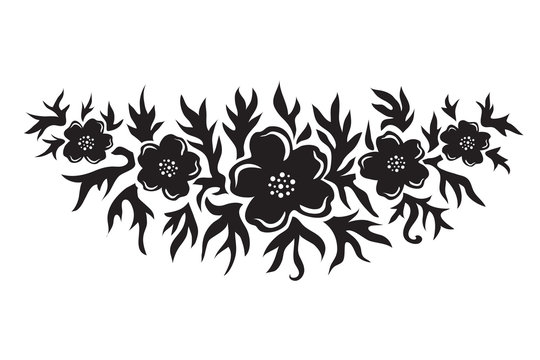 Black and white floral silhouette ornament