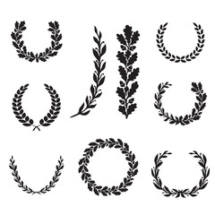 Silhouette laurel and oak wreaths in different  shapes - 112002251