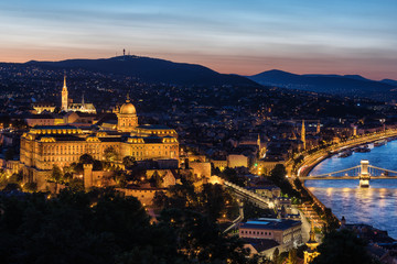 Fototapeta na wymiar Buda Castle overlooking the Danube River in Budapest Hungary