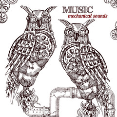  Steampunk style owl.