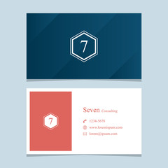 Logo number "7", with business card template. Vector graphic design elements for company logo.