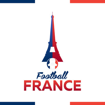 Football in France. Logo. Eiffel Tower Logo Paris. Vector Illustration.